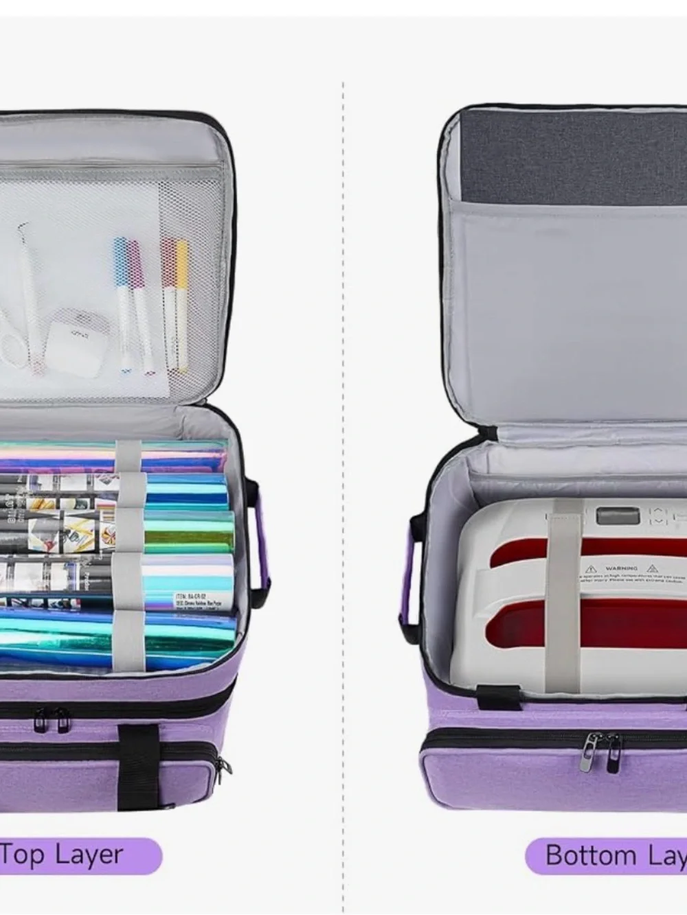 Pink Cricut heat press Storage Case with Dual Layers and Carry Handle